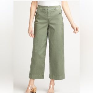 Stretch Twill Cropped Wide Leg Pant, Soft Sage, petite XL
